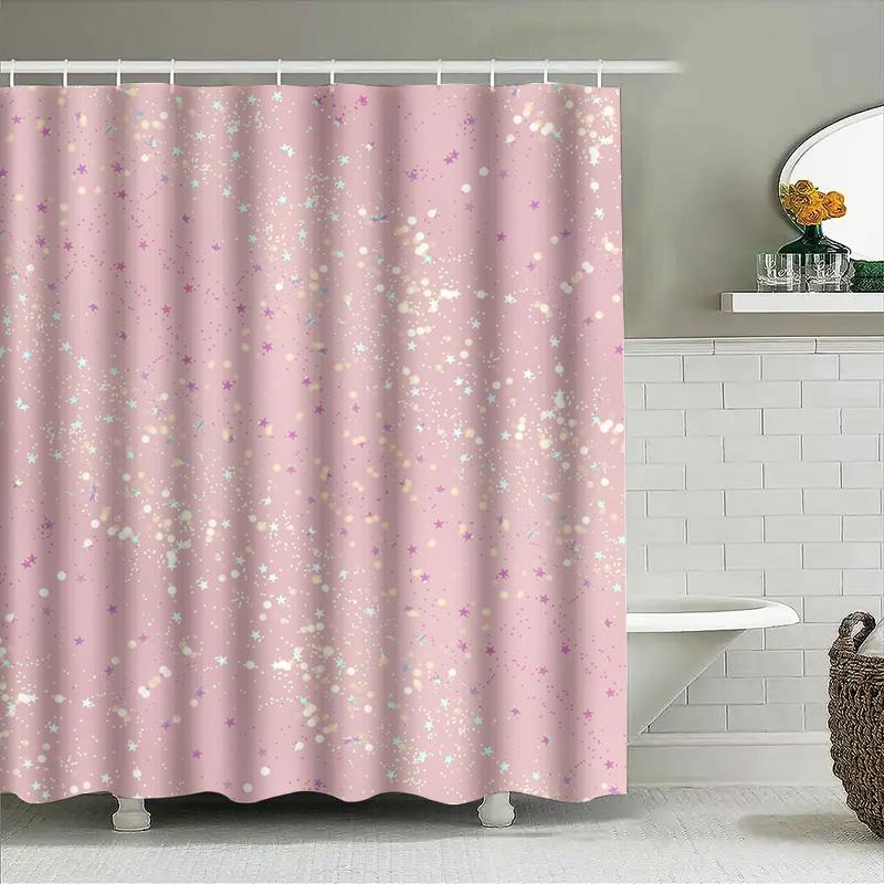 Sparkling Stars Shower Curtain Pink Pastel Decor For Bathroom