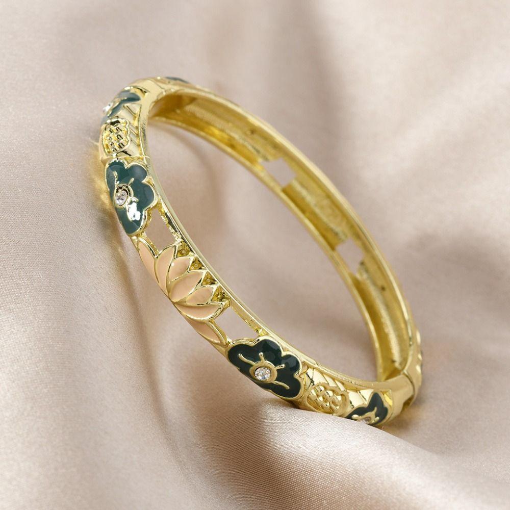 Double Bangle Hollow Out Flower Bangle Traditional Women's Hand Bracelet Girls