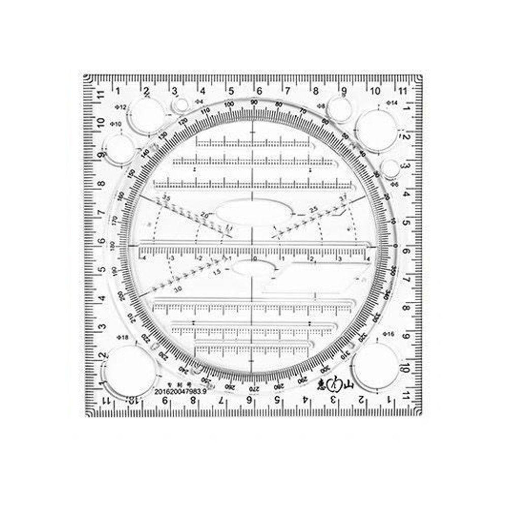 

Stereo Drawing Template Plastic Measuring Scale Multifunction Rotatable Ruler чорний