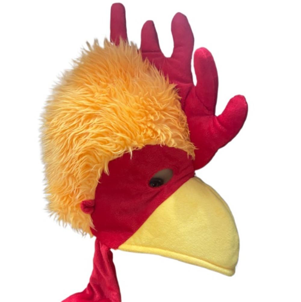 Funny Plush Rooster Hat Chicken Dress Up Animal Costume Hat Warm Fun Animal Headgear for Adults Teens Theme Christmas Party Cap