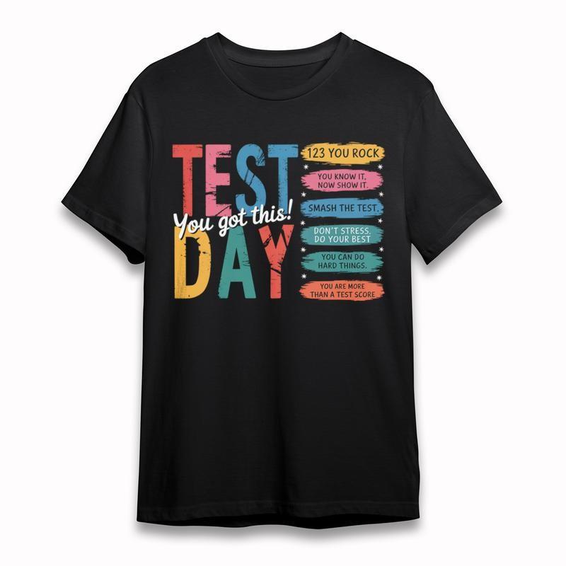 

Women s Plus Size T-Shirt Test Day Motivational Phrases Multicolor Text Tee USA 4XL