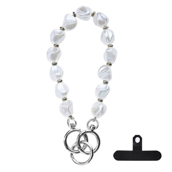 

Ремешок для телефона из искусственного жемчуга с привязным язычком Универсальный ремешок для мобильного телефона с функцией громкой связи Браслет для защиты от потери телефона Браслет из бисера серебряный