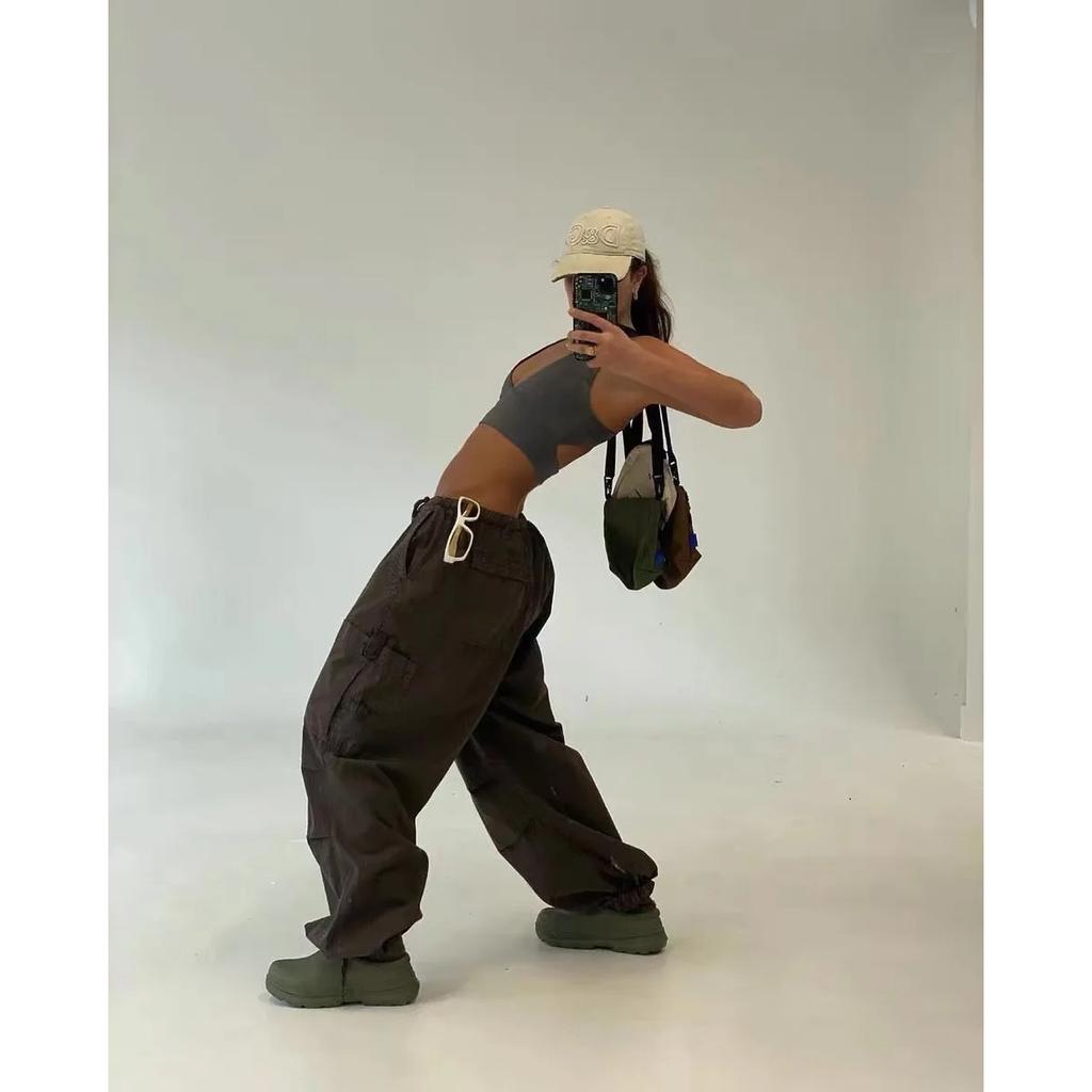 VIONA American Retro Drawstring-Ankle-Cuffed Casual Wide-Leg Pants,loose Workwear Pants