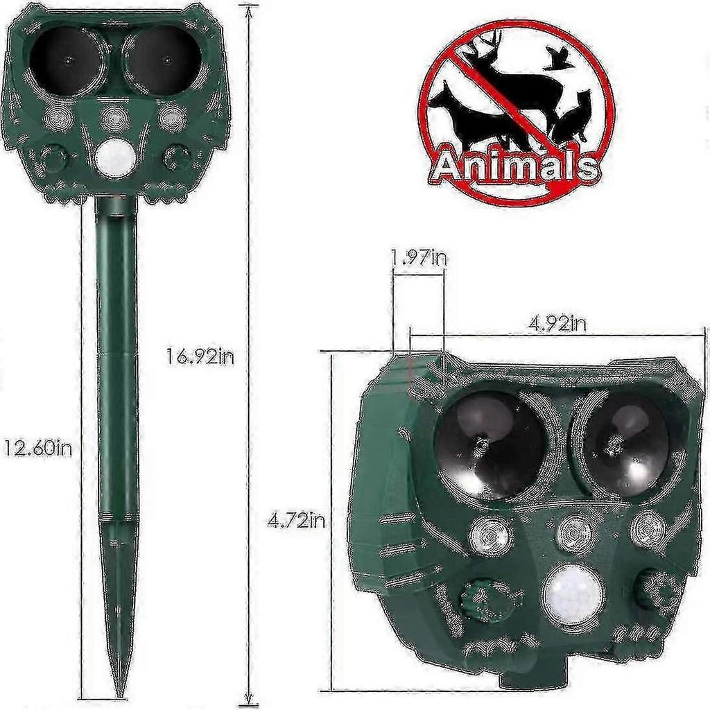 AURA Ultraschall-Fuchsabweiser, Solarbetrieben und Wasserdichtes Tierabwehrmittel, Taschenlampe und USB-Aufladbar