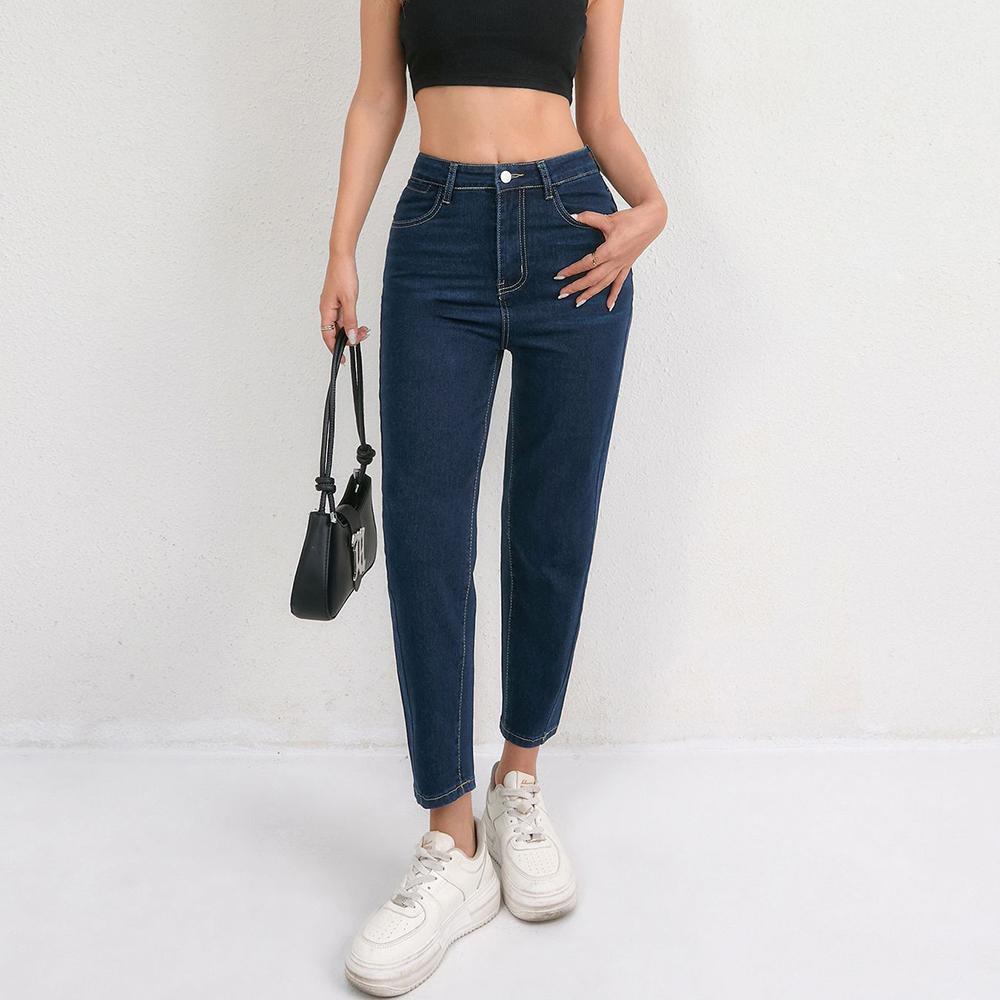 

PUFFANPOP Women s Jeans High Waisted Slim Cropped Denim Pants Stretchy Tapered Jeans XXL синий