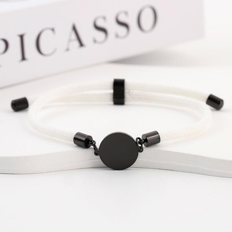 Adjustable 15mm Multi-Color Round Milanese Rope Bracelet with Stainless Steel Cross for Laser UV Printing.