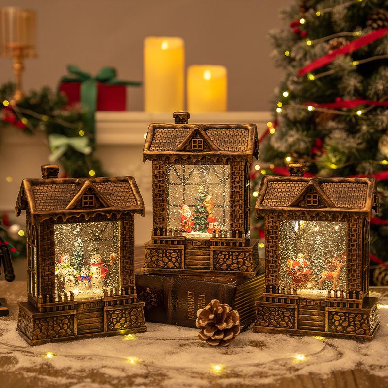 Christmas wind lamp candlestick lamp retro night light desktop ornaments Christmas gift crystal ball snow lamp