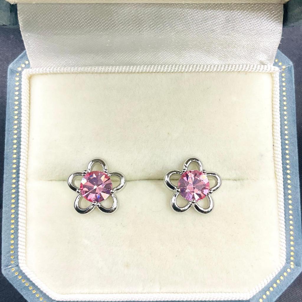 6.2mm Round CZ Flower Stud Earrings DIY Setting, S925 Sterling Silver Mount