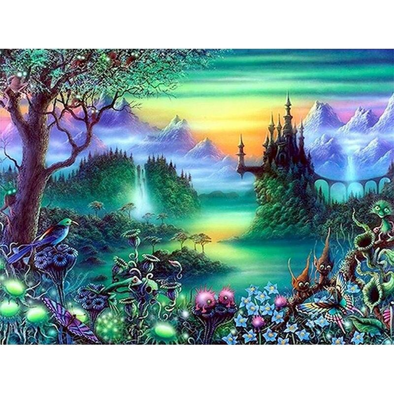 Full Round Drill Diamond Painting Starry Sky Landscape 5D DIY Diamond Painting Craft Kit Diamond Embroidery Hobbies Home Decor