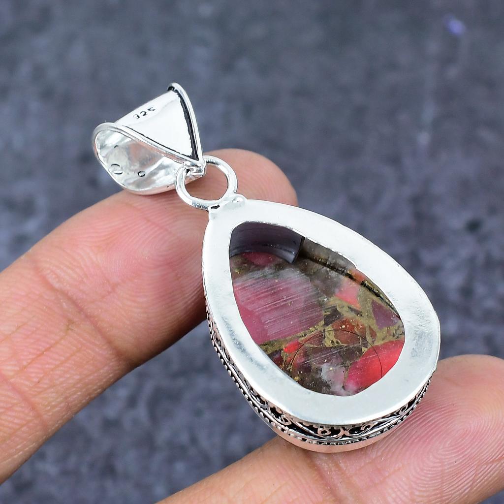 Natural Copper Tourmaline 925 Sterling Silver Jewelry Pendant 1.97" ET-4791