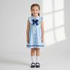 Toddler And Little Kids College Style Collared Lace Bow Sleeveless Children'S Dress Woven Cotton Summer Dress