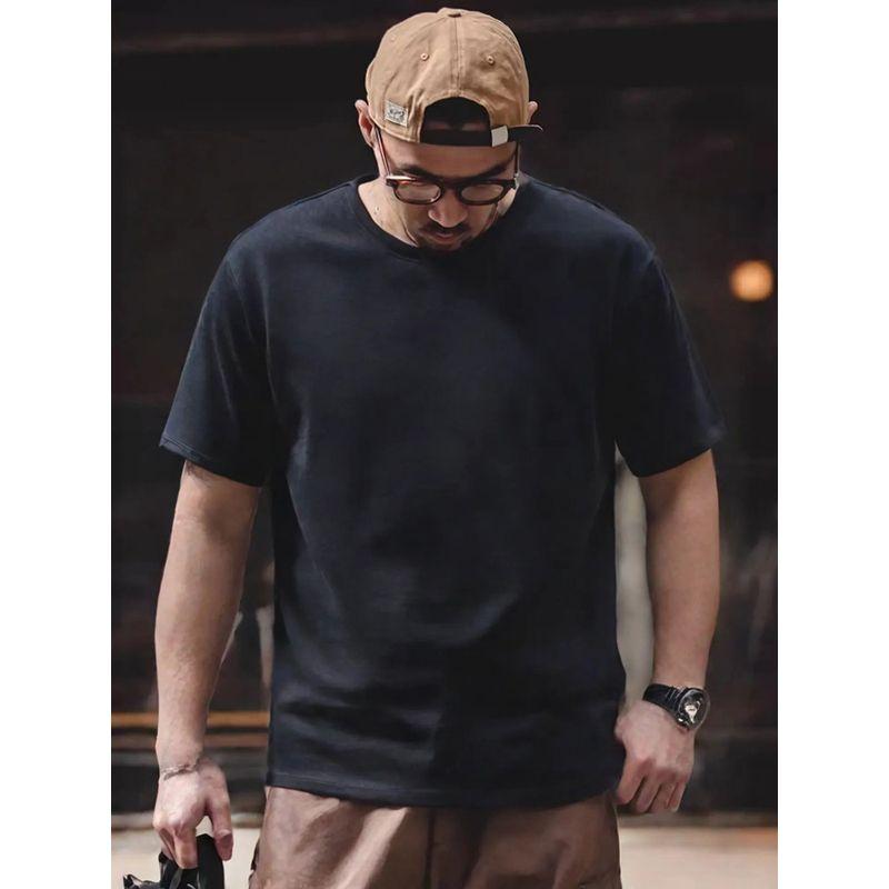 American Amekaji Heavy 320G Pure Cotton All-Match Short sleeve T-shirt Men's Summer Bottoming Shirt Foreign Trade Men's T-shirt