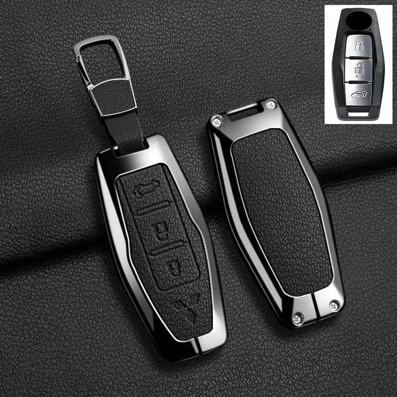 Car Control Remote Key Case Cover For Mitsubishi Outlander 2022 - 2024 2 3 4 Buttons Zinc Alloy Leather Keychain Accessories