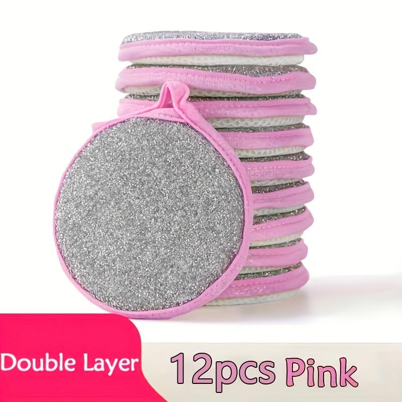 

12pcs Kitchen Scrubbing Sponges - Double-Sided Non-Scratch Scrubbing Pads for All-Purpose Cleaning, Reusable and Washable Dishwashing Brushes 12 pieces pink