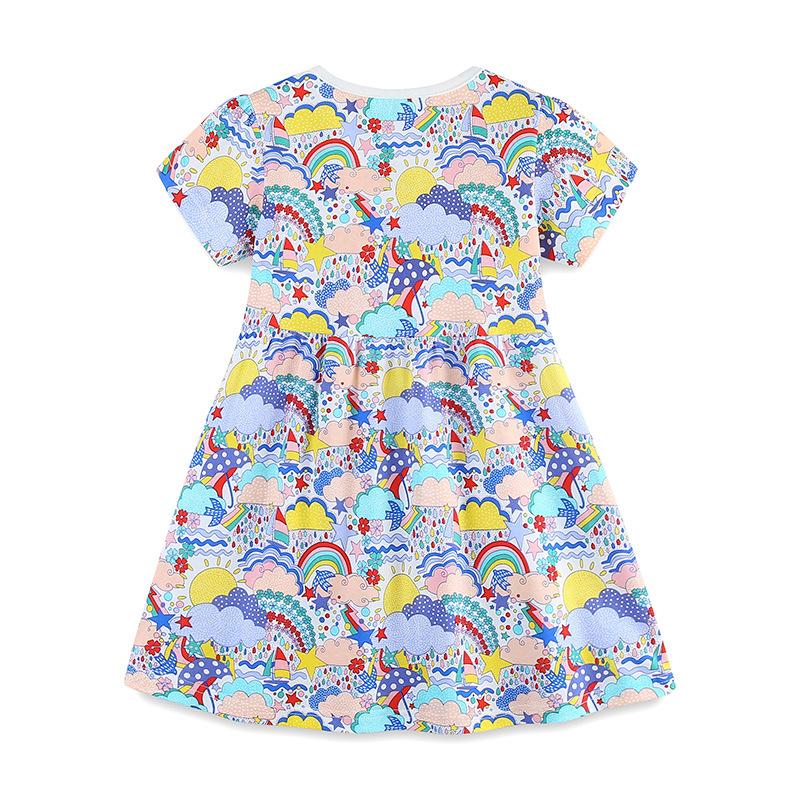 2024 Children Clothing Girls Dress Summer Fashion Cartoon Print Princess Dress for Girl and Toddlers Knitted Cotton Kids Dresses