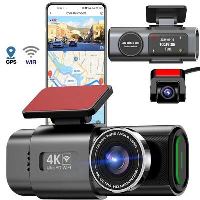 Câmara de Painel 4K Dianteira e Traseira, Wi-Fi Integrado, Ângulo Amplo de 170°, Visão Noturna, Monitor de Estacionamento 24H, Sensor G, WDR, Ecrã IPS de 1,47" Câmara de Painel para Carro