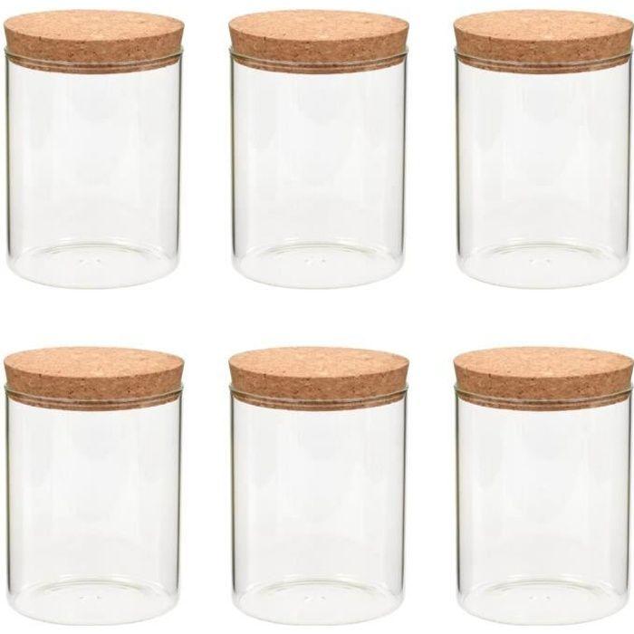 VidaXL 6 pcs Pots de conservation en verre et couvercle en liège 650ml