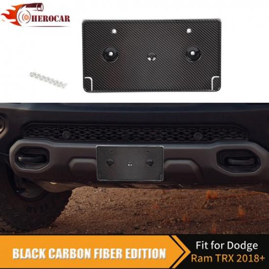 Carbon Front License Plate Bracket Holder Mount Trim For 19+ Dodge Ram 1500 TRX