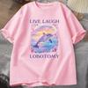 Live Laugh Lobotomy T Shirt WOMEN Funny Dolphin Meme Tshirt Silly Weird Cotton Short Sleeve Tshirt Unisex Printed Tshirt Tops
