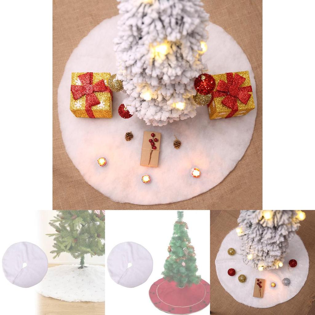 Elegant Long Plush White Christmas Tree Skirt Soft Fabric For Beautiful Tree Decor