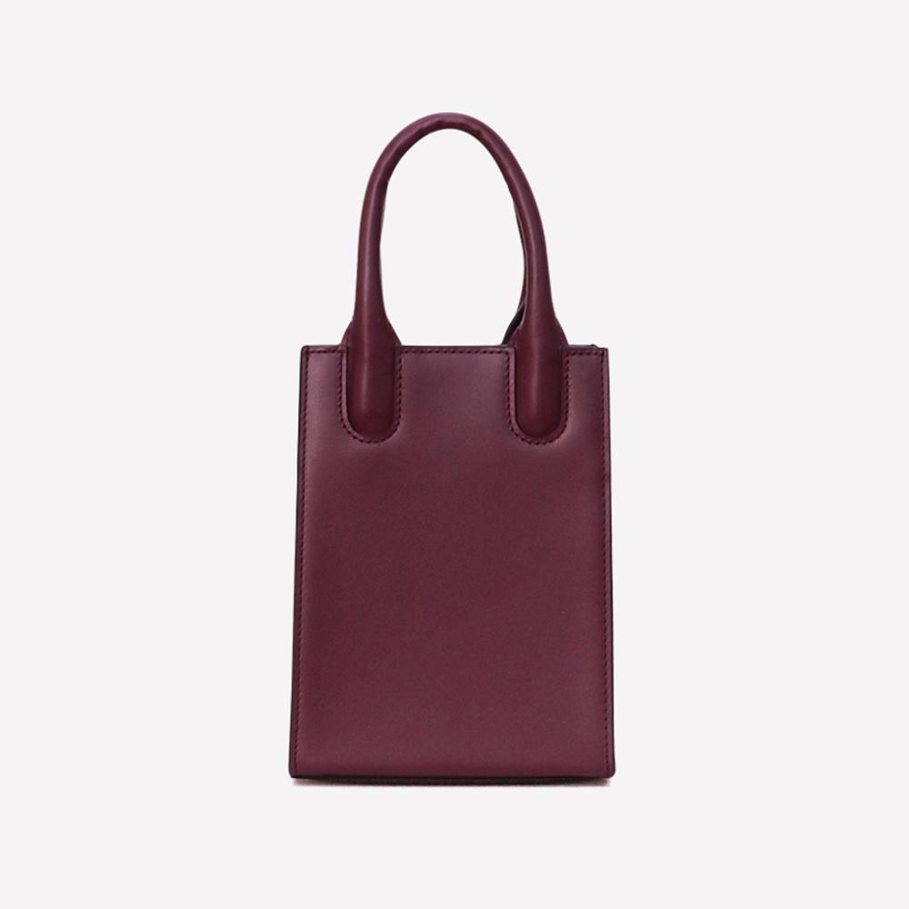 Matt [Refurbished] Wave Cowhide Mini Tote Bag Wine