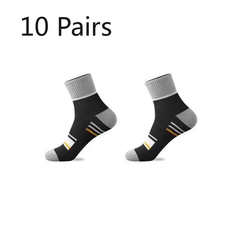 10 Pairs of Men's Autumn Color Striped Deodorant Non Slip Breathable Tube Socks