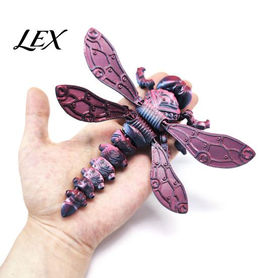 Handheld Fidget Toy 3D Printed Dragonfly Figurine, Articulated Model with Movable Joints, Toys Stress Relief Insect for Desk Decoration PLA Models