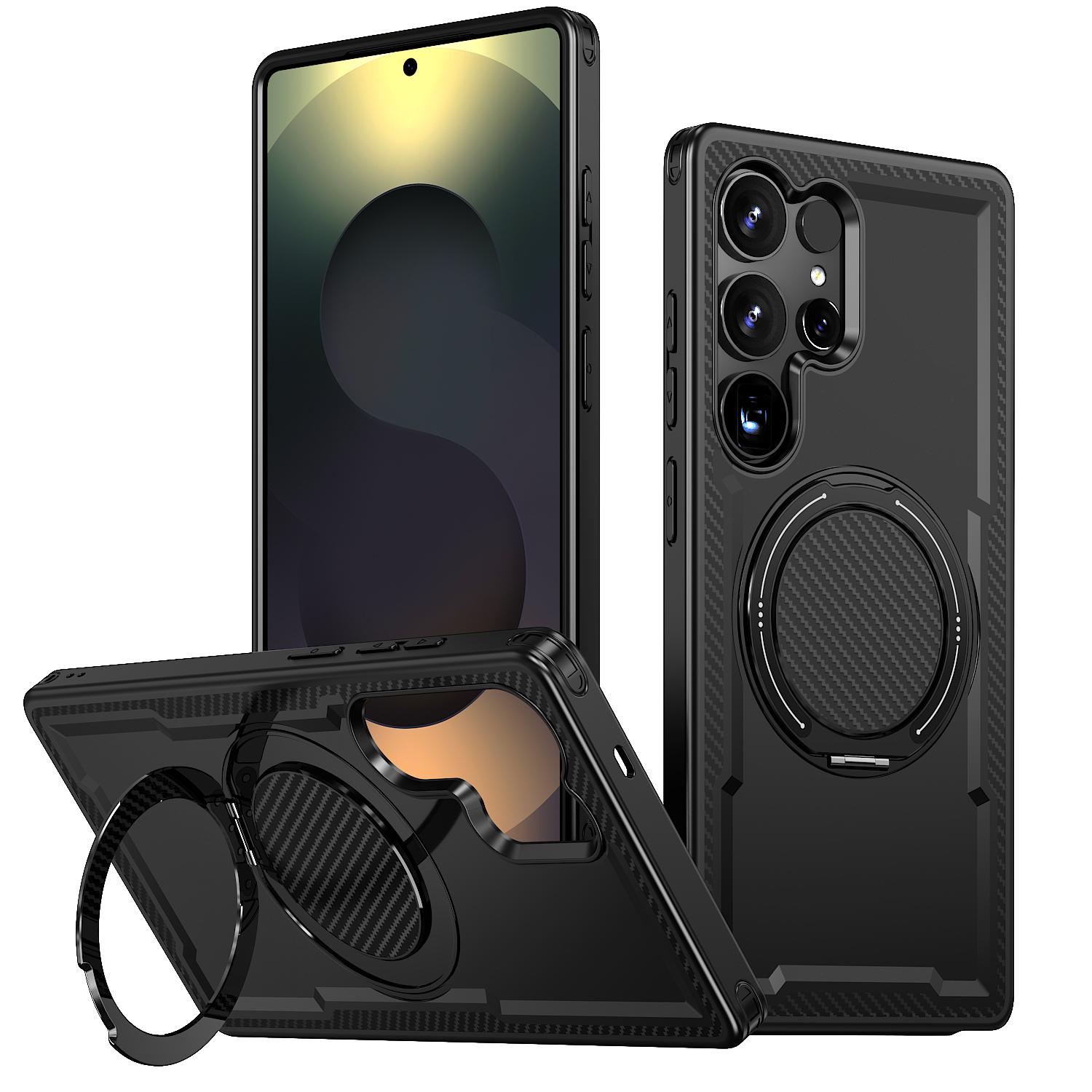 

Case For Samsung Galaxy S25 Ultra Edge S24 FE S23 Plus S22 S21 Pressure Relief 360° Rotating Magnetic Metal Bracket Back Cover For S21