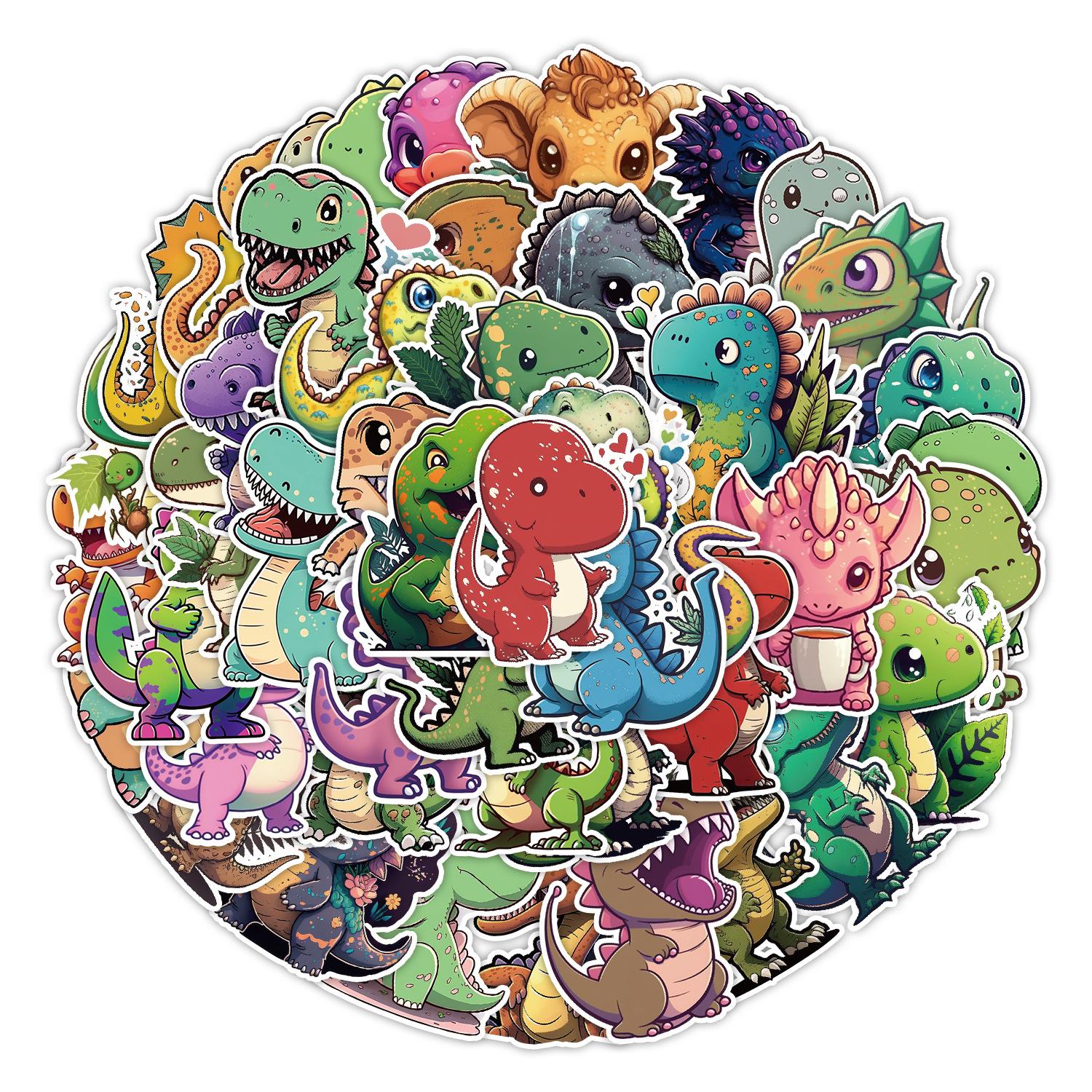 

50 Pieces of Cute Dinosaur Stickers Pack Mobile Phone Water Cup Waterproof Decorative Stickers Children s Hand Account Stickers