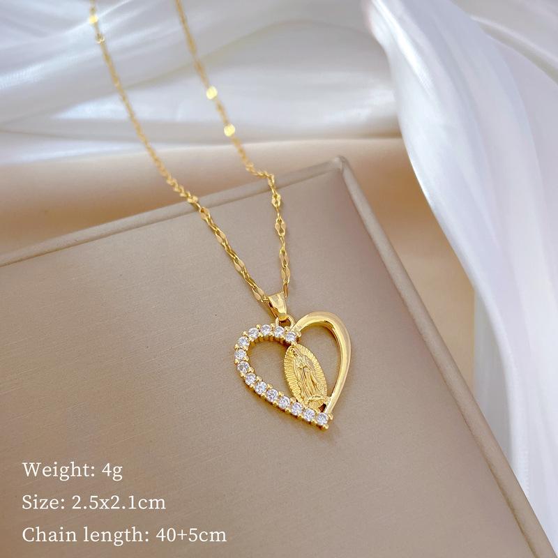 Foreign Trade Portrait Copper Micro-Inlaid Necklace Combination Female Real Gold Electroplated Exquisite Collarbone Chain