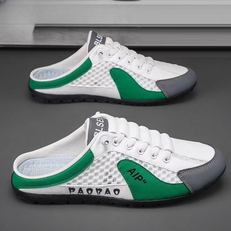 Slippers Men's Summer Outer Wear Breathable Mesh One Pedal Half Support Heelless Casual Beach Sandals Source