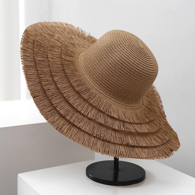 Sun Hat Children Summer Sunshade Straw Hat Casual Beach Hat Travel Elegant Sunscreen Hat Big Edge Hat Seaside Face Covering