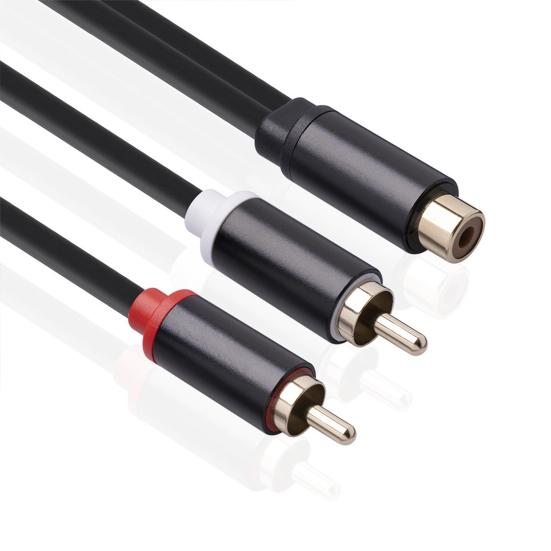 3686MMF-03 Audio Cable Portable Stable Connection 30cm Multifunctional PVC RCA Female to 2 RCA Male Splitter Cord for Power Amplifier