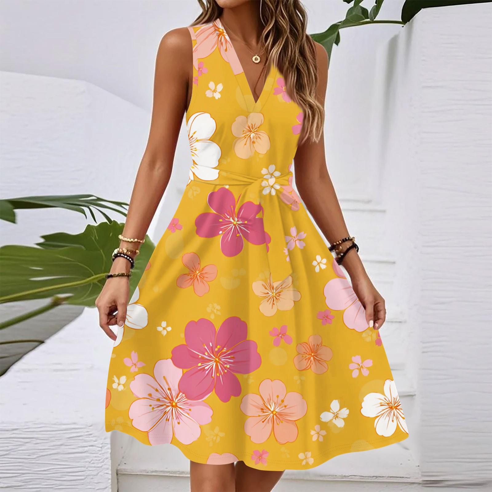 

Женское модное платье с рукавами три четверти, свободного кроя, с удобным цветочным принтом XL жёлтый