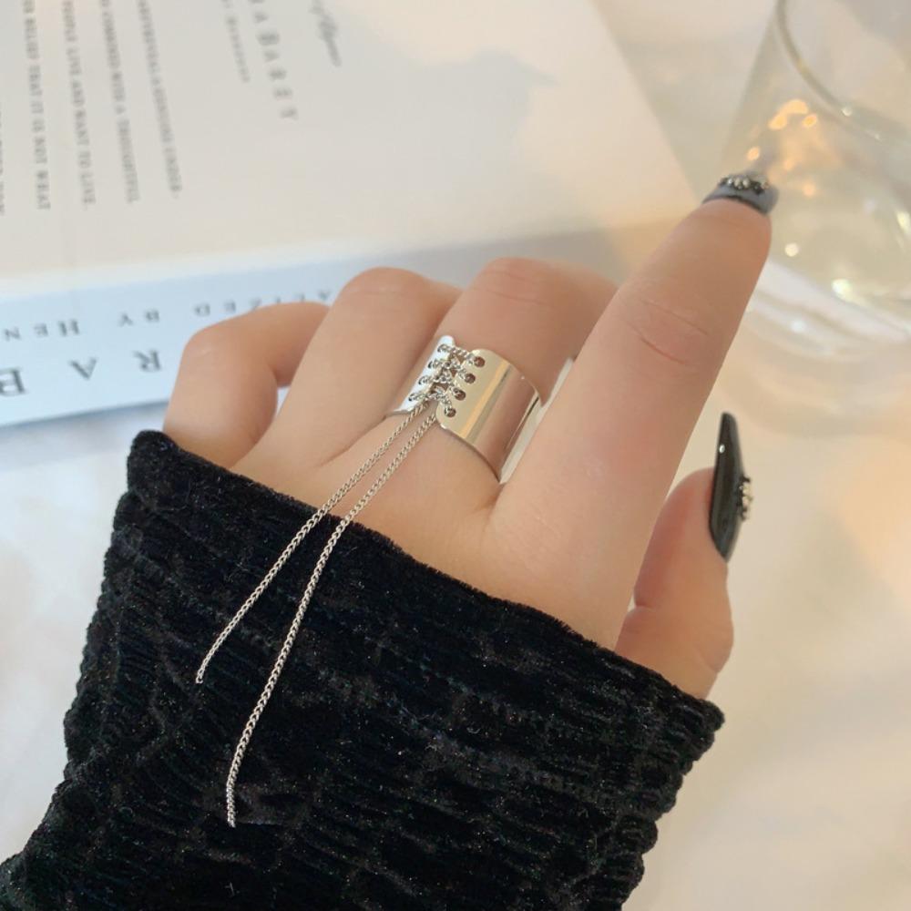 Hip Hop Chain Tassel Rings Adjustable Opening Open Ring Fashion Party Jewelry