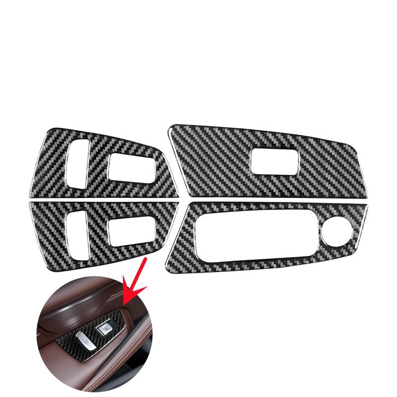 For BMW 5 Series G30 2018- Accessories Carbon Fiber Interior Car Windows Lifting Button Control Panel Trim Cover Stickers