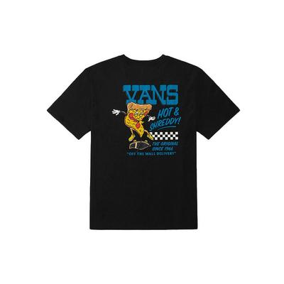 Pizza Letter Print Casual Crew Neck Short Sleeve T-Shirt Unisex Tops Black VN0A54K4BLK