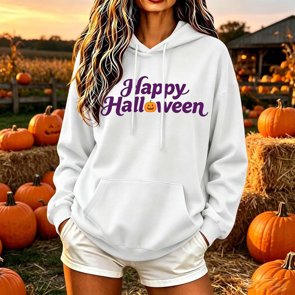 Women's Halloween Hoodie Color Loose Fit Casual Top