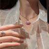 v Gold Plating18k Rose gold full-diamond gradient dress necklace with micro-inlaid starry sky fan-shaped design, offering a light luxury and high-end