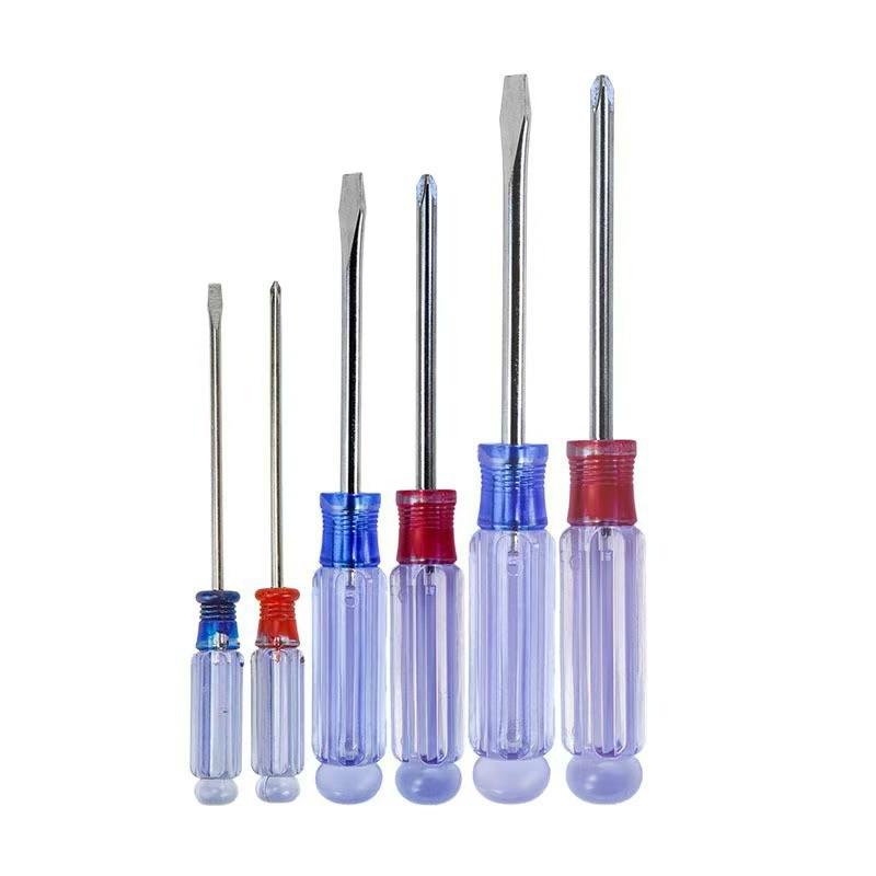 Crystal Clear Magnetic Screwdriver Set - Red: 10, Blue: 1, Hardened 3.0mm, 5.0mm, 6.0mm Phillips & Slotted