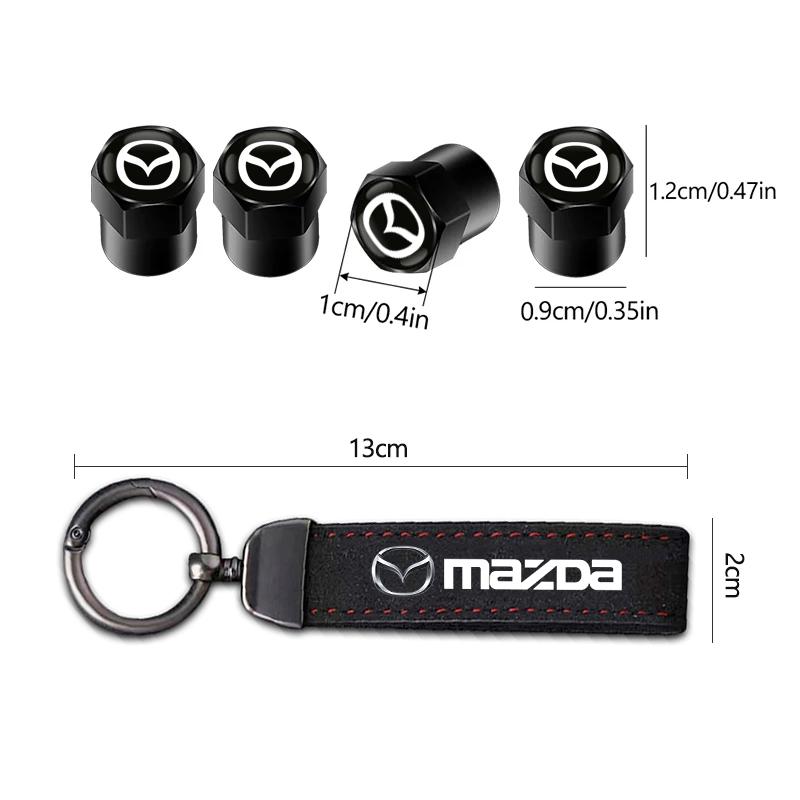 Car Logo Tire Wheel Valve Caps Cover Car Key Chain Ring Keychain For Mazda 3 6 2 CX-60 CX3 CX5 MX30 CX9 MX5 RX8 GJI MX3 CX30 CX7