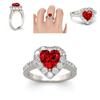 Elegant Silver Plated Ring With Red Ruby Gemstone Rhinestone For Proposal Gift
