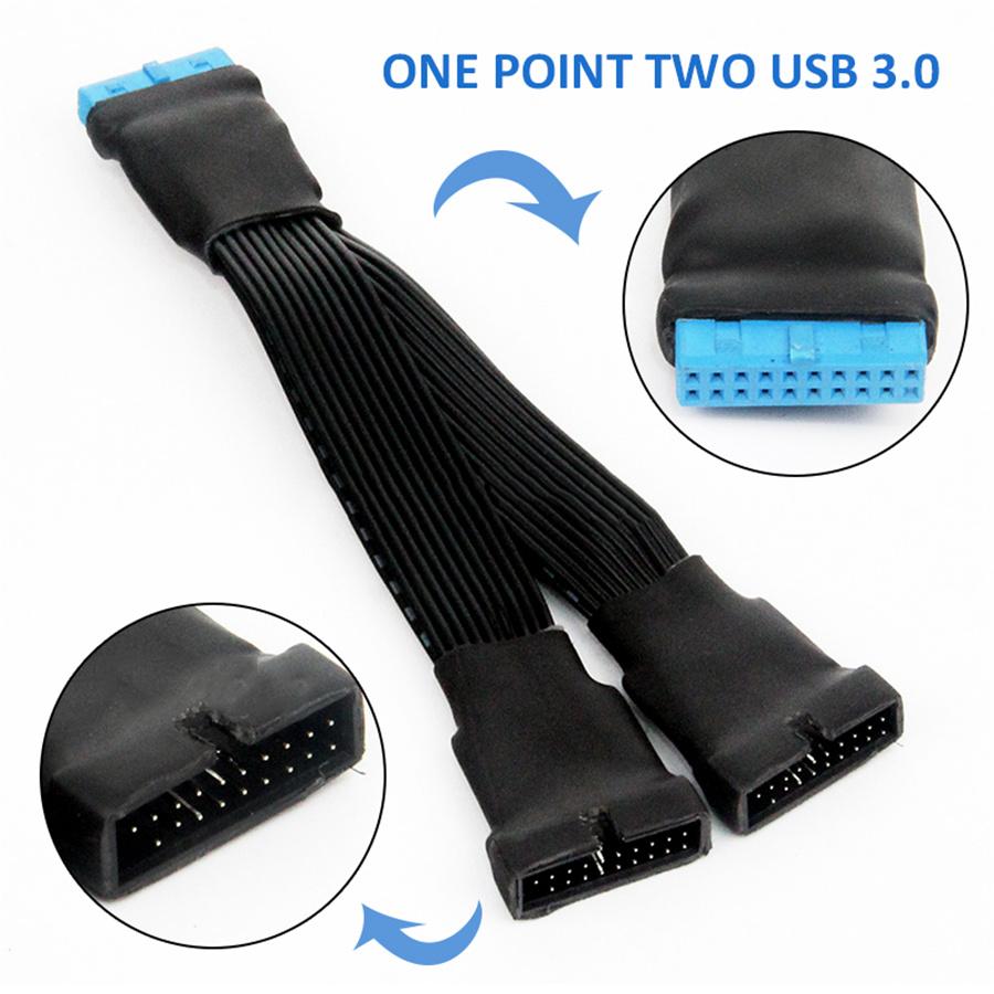 Motherboard Mainboard 19-pin to USB 3.0 20-pin 1 to 2 Power Extension Cable Cord