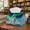 1pc, 2d Flat Printing, Tissue Box Northern Lights and Samoyed Dog Pattern Printed Tissue Box, Suitable for Bathrooms, Living Rooms, Bedrooms, Dressing