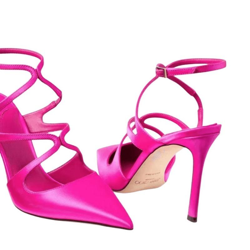 Fashion Summer Cross Cut Hollow Out Satin Sandals Women Gold Silver Pointed Sexy 10.5cm High Heels Brand Fashion Woman Shoes Size34-45