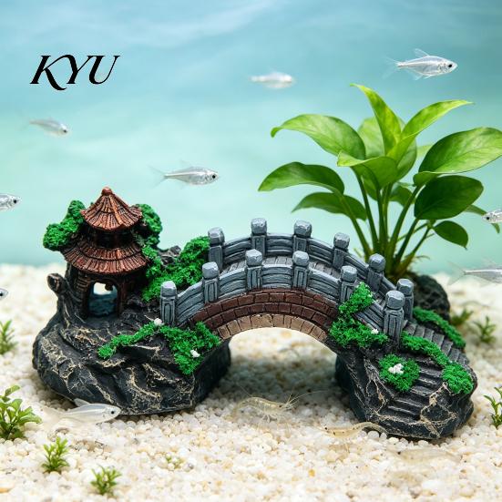 Hand Painted Resin Decor Aquarium Bridge Ornament, Arch Miniature Fish Tank Decor, Decoration Mini Model for Terrarium, Fairy Garden Accessories