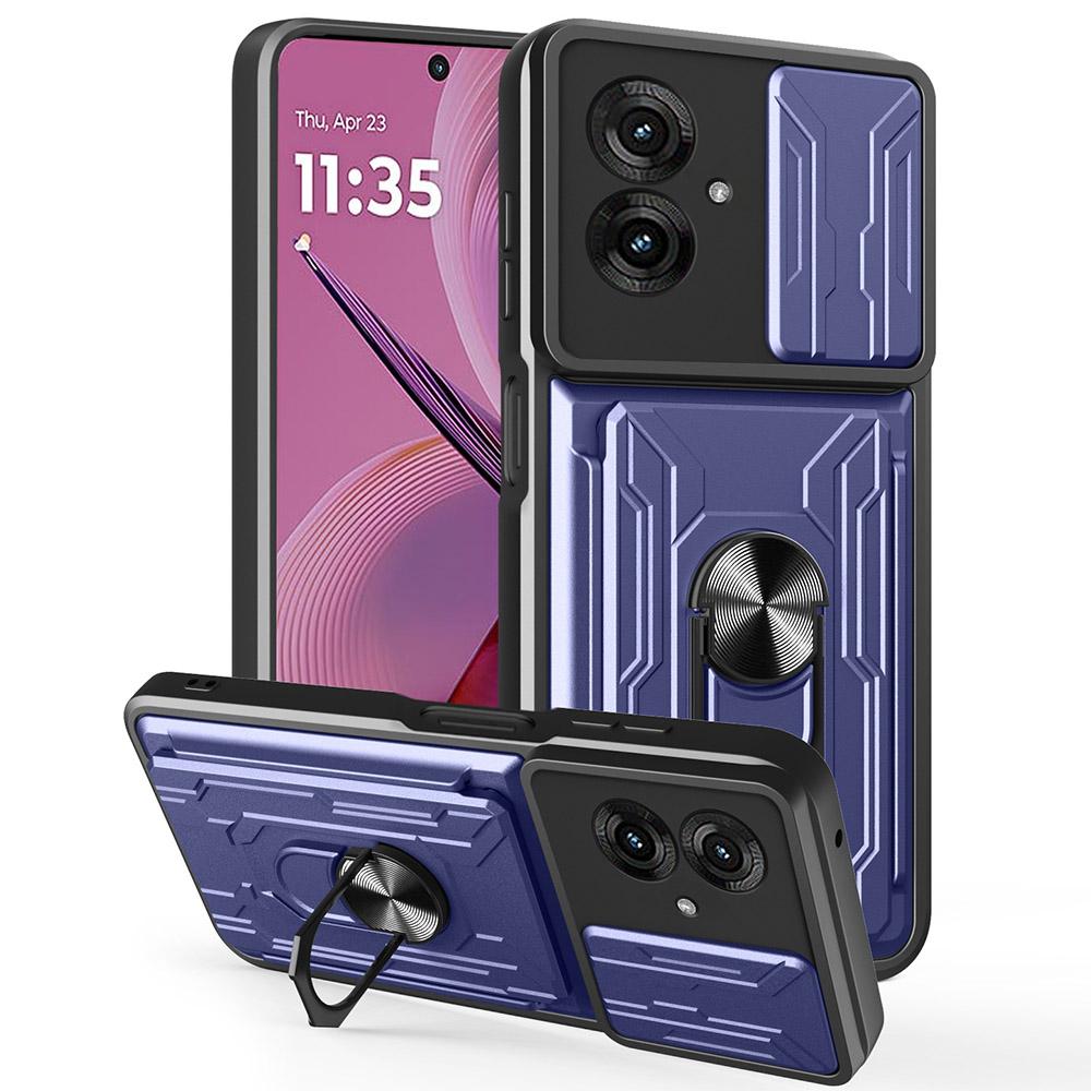 For Motorola Moto G55 5G Case PC+TPU Kickstand Phone Back Cover with Camera Slider