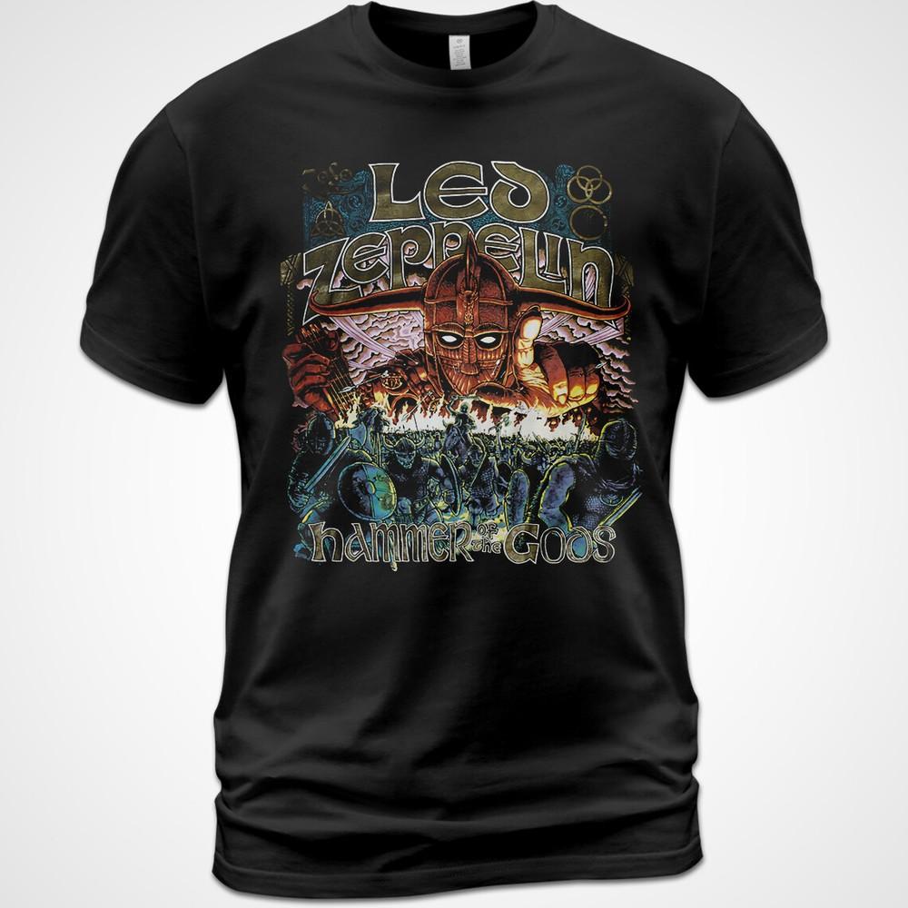 Cotton TShirt Led Zeppelin Hammer of the Gods Album Tee Robert Plant Unisex T-Shirt M