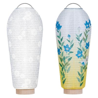 Takita Shoten Buddhist Altar Shop Mini Bon Lanterns Set For the First Obon Festival White Lantern For Use Bellflower Design 25cm X Diameter Standing