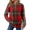 Women's Plaid Print Round Neck Long Sleeve Casual Loose Top